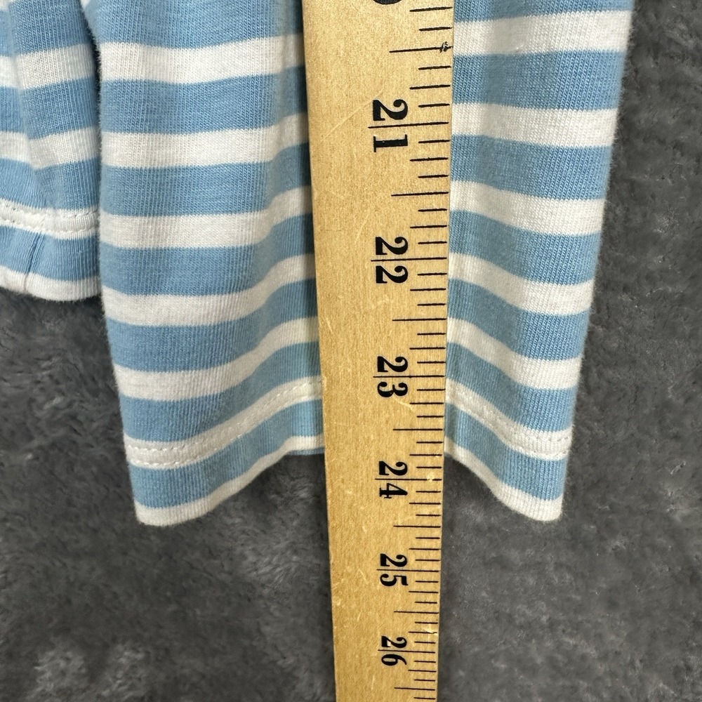 Garnet Hill Top Shirt Large Blue White Stripe Pima Cotton Boatneck Long Sleeve - Picture 10 of 10